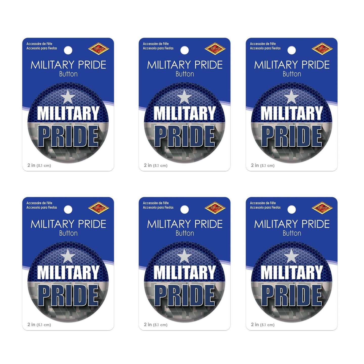 6 Pack Beistle Military Pride Button- Navy