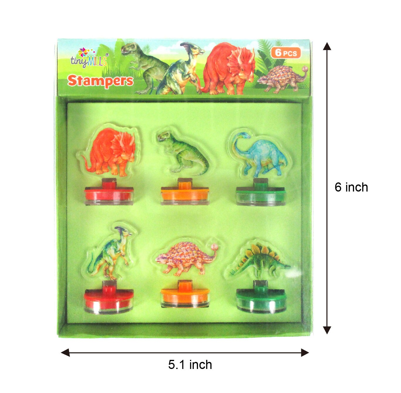 Jurassic Dinosaur Acrylic Self-Inking Stampers, 6 Pcs
