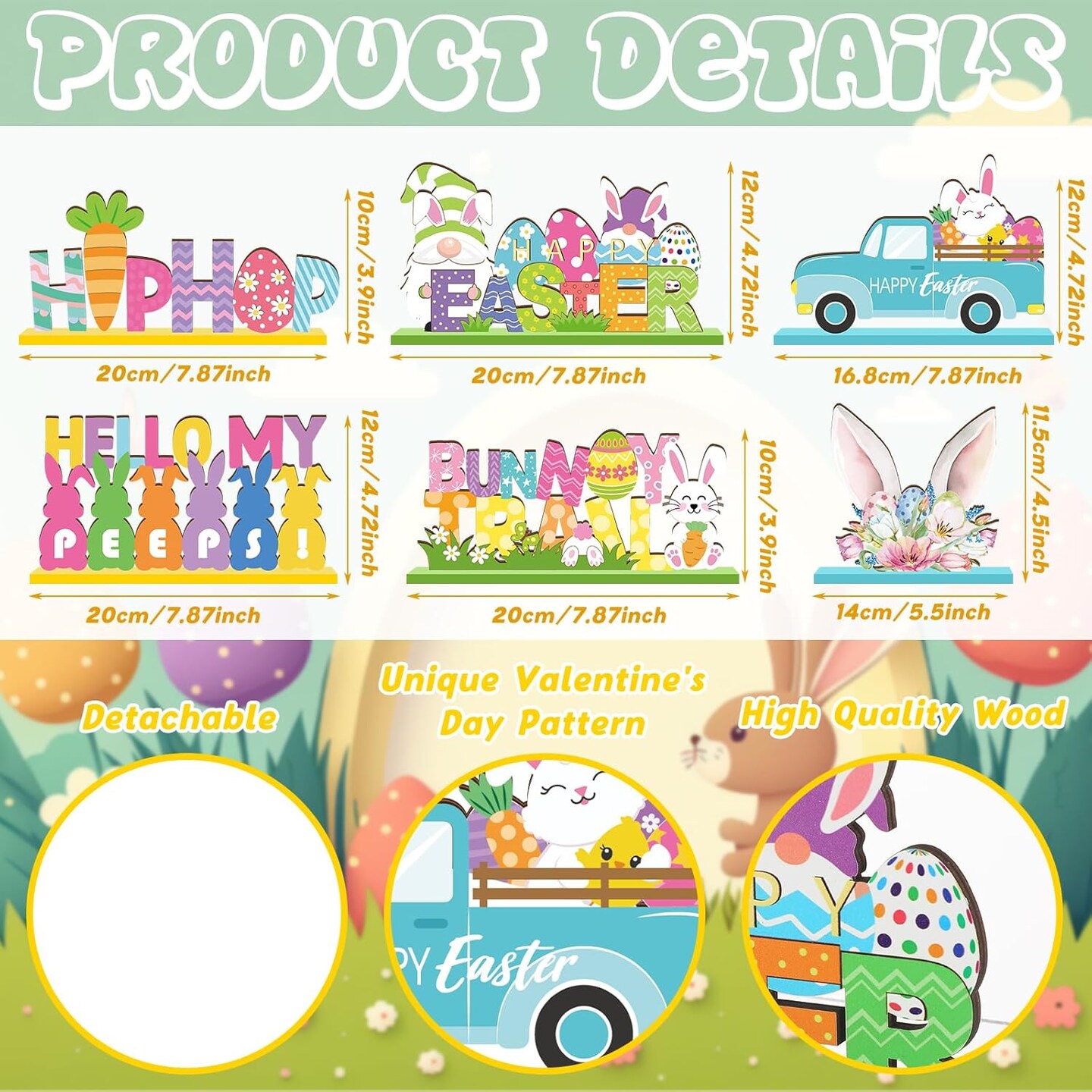 6 Pcs Easter Bunny Tabletop Decorations Easter Table Decor Easter Tiered Tray