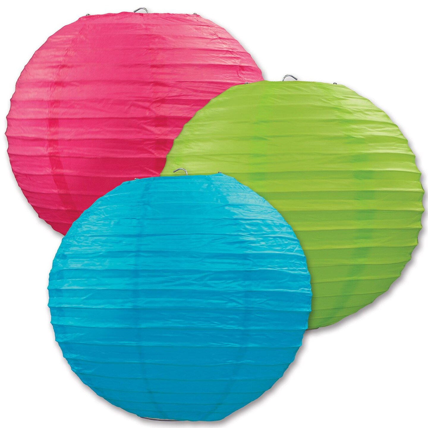 18 Pack Bulk Luau Party Paper Lanterns - Asst cerise - Light green - turquoise