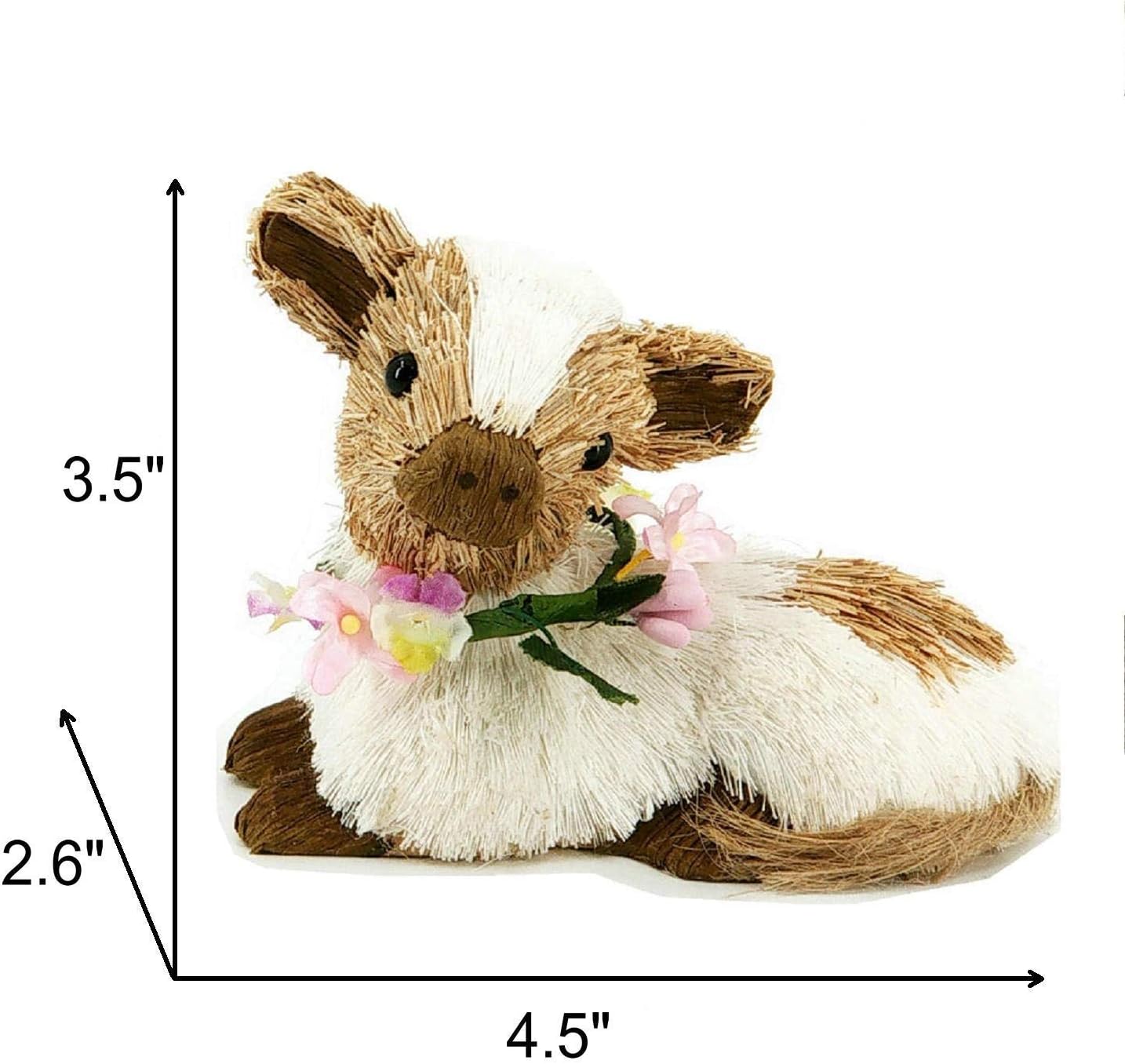 4 Inches Farm Animals Easter Decor,Set of 3 Sisal Animals Figurines w Spring Decor Flower as Easter Decorations for The Home, Realistic Easter Ornaments Includes Pig Decor