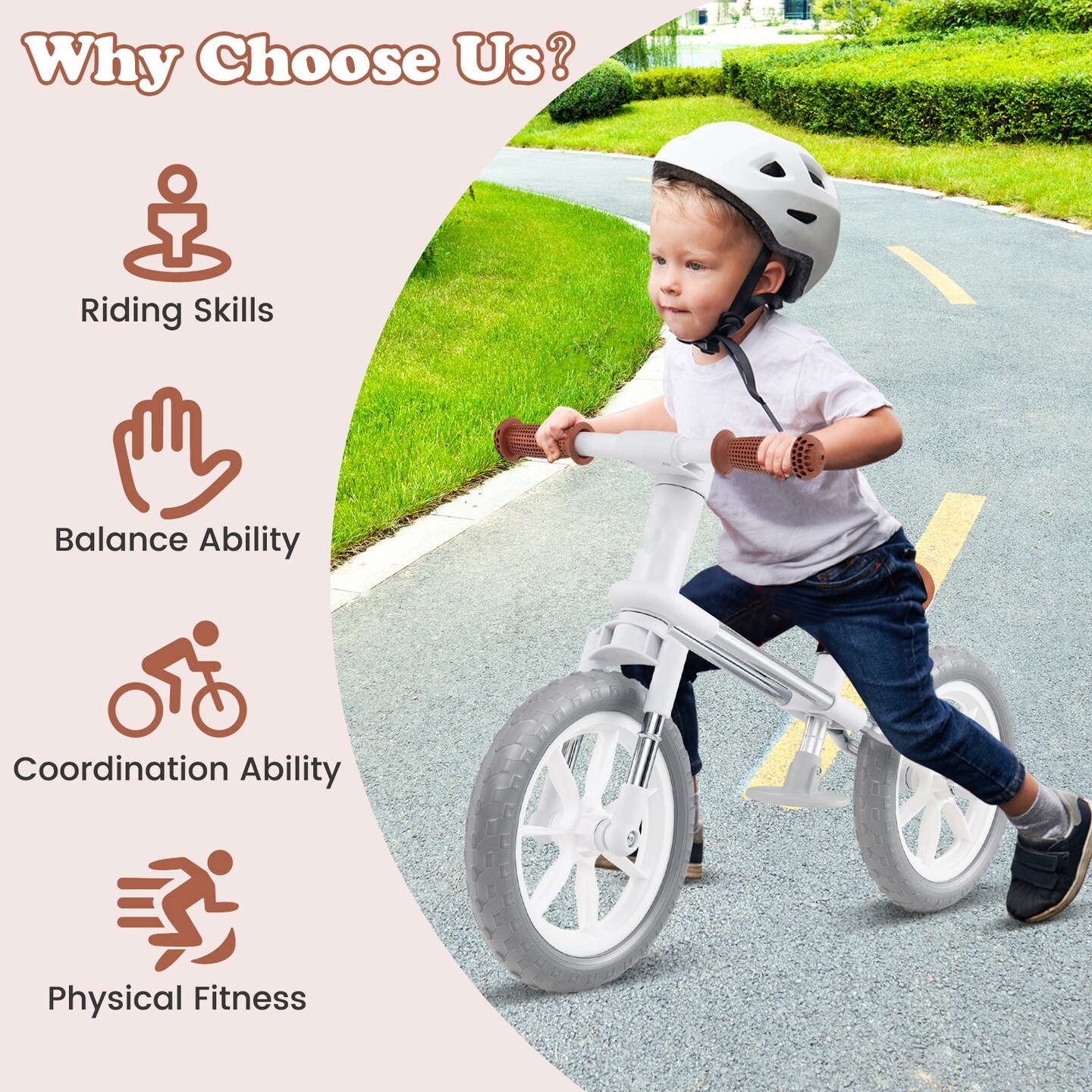 Metal 12 Inch Balance Bike with Adjustable Seat and Rotatable Handlebar
