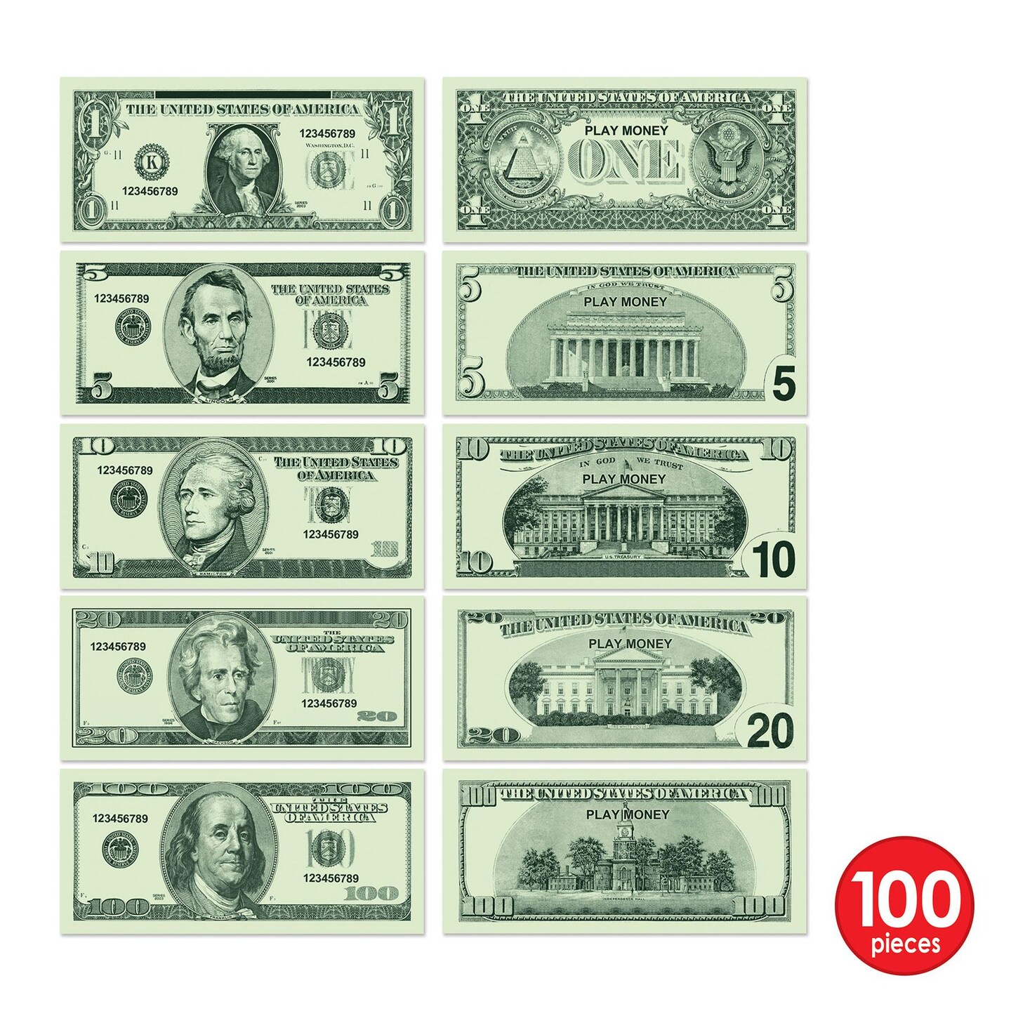 1200 Pack Beistle Casino Party Play Money