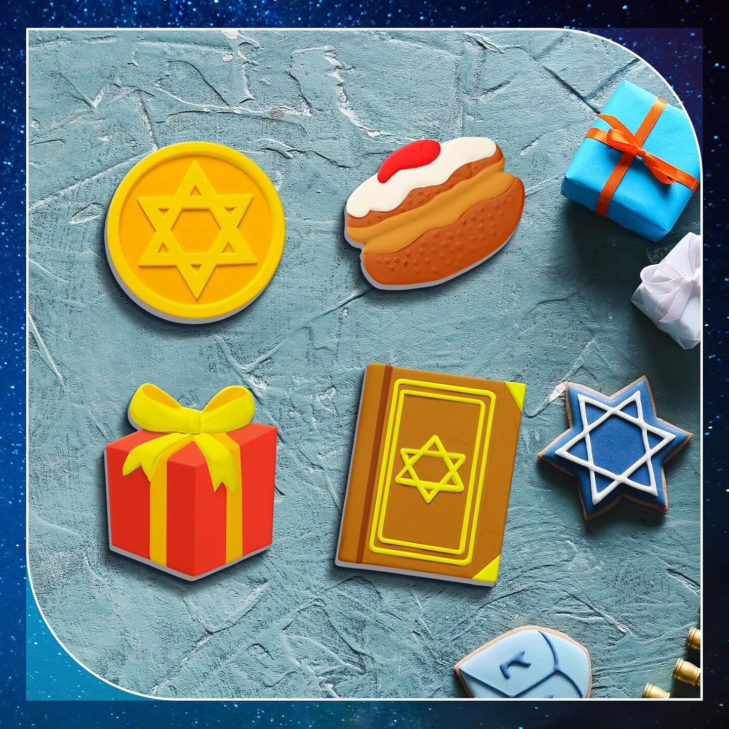 12 Set Purim Crafts Paint Your Own Ceramic Hanukkah Plasters Paint Purim Decoration Gifts DIY Ceramics with Pastel Brush Palette Magnet