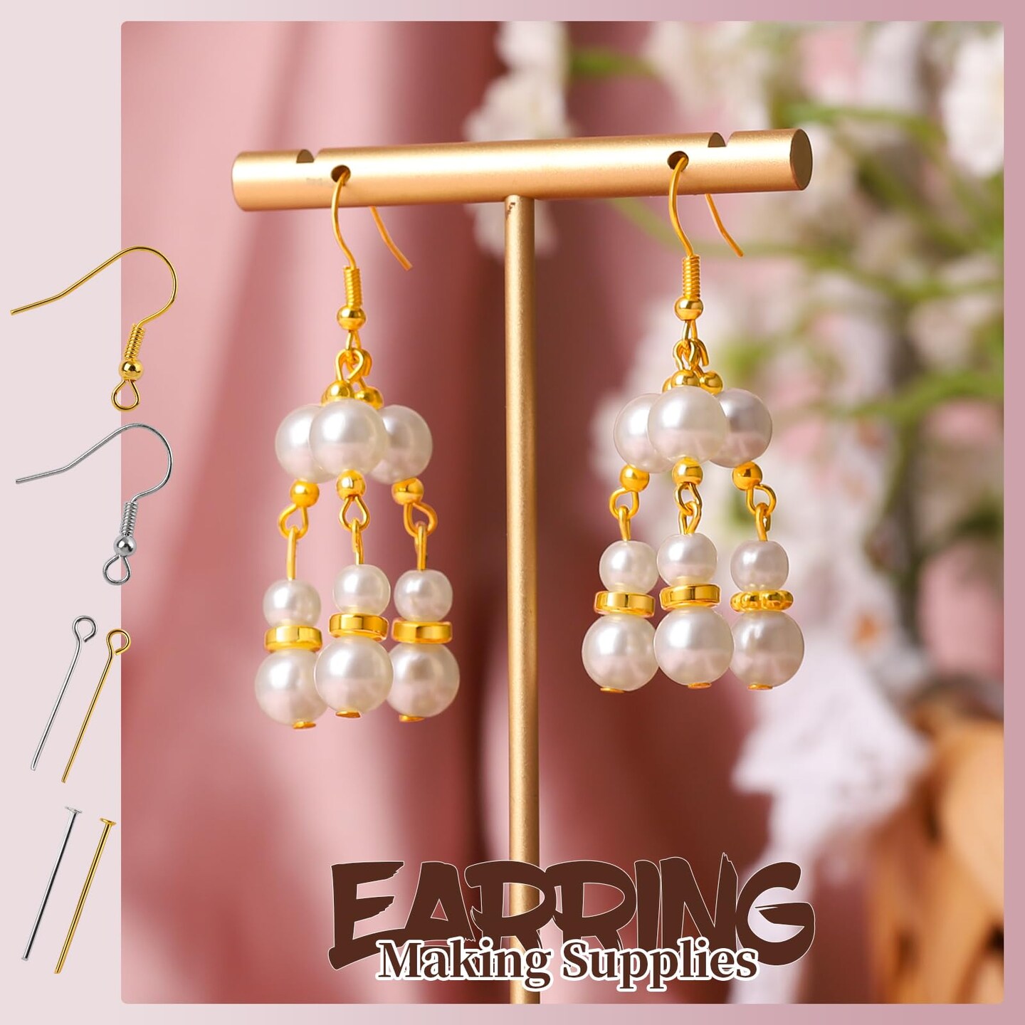 1200PCS Jewelry Making Supplies, Jump Rings for Jewelry Making, Earring Hooks Earring Findings for Jewelry Making, Silver Gold Jump Rings, Lobster Claw Clasps Necklace Extender Chain