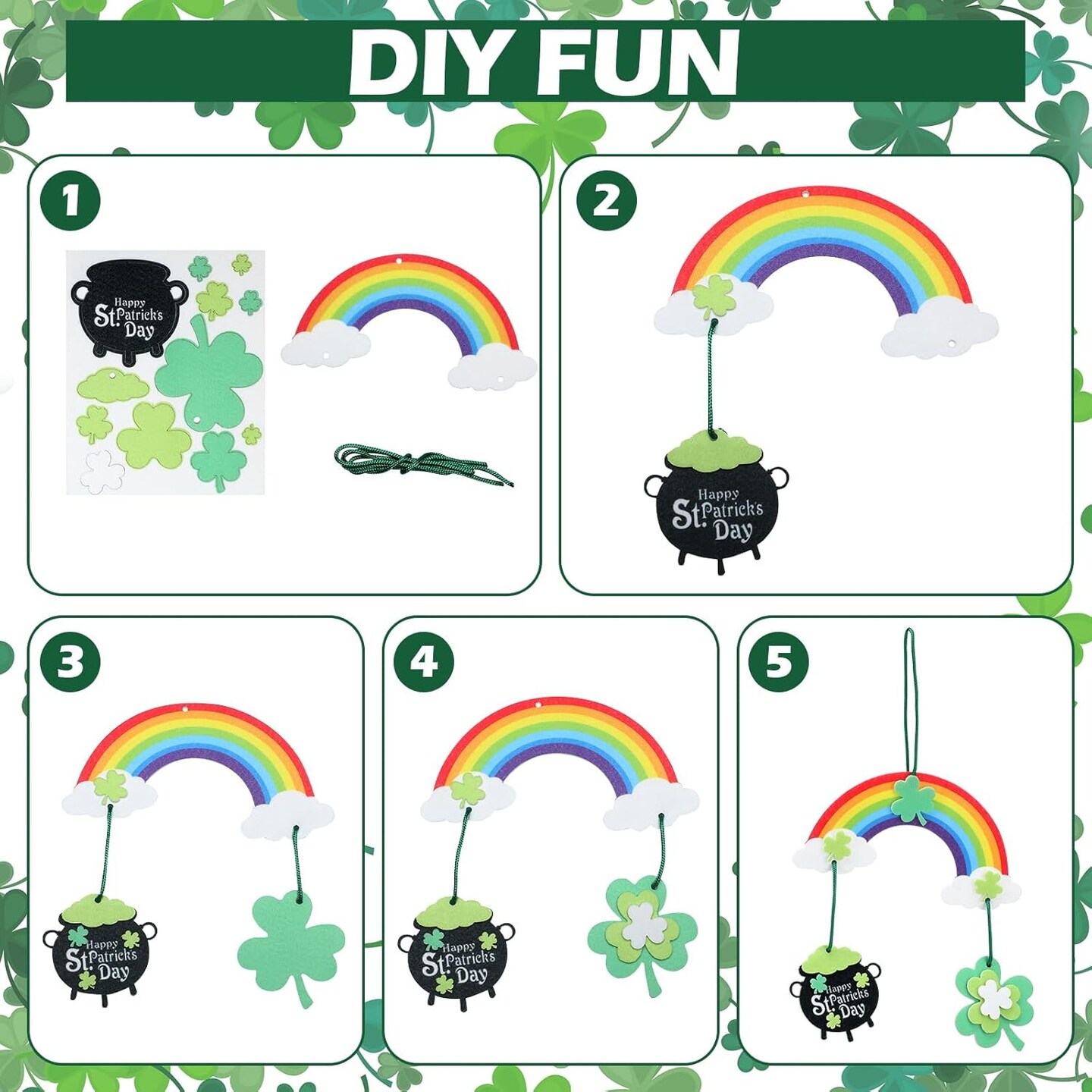24 Set of Felt St. Patrick&#x27;s Day Art Craft Kits DIY Mobile St. Patrick&#x27;s Day Ornaments