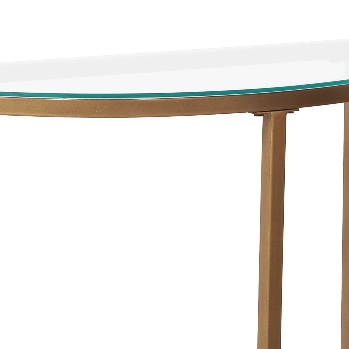 D-Shaped Console Table with Glass Top and Golden Base | Elegant &#x26; Modern Entryway Table | Sturdy Metal Frame | Space-Saving Design | Perfect for Living Room, Hallway, Office &#x26; Home D&#xE9;cor