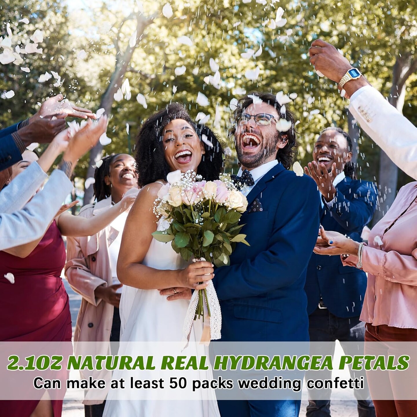 55 Pack Biodegradable Confetti, White Dried Hydrangea Flower Petals with 60 Pcs Throw Me Stickers Wedding Confetti Biodegradable Flower Petals