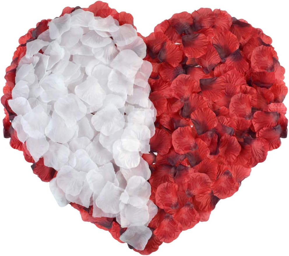 2000 PCS Red and 2000 PCS White Dark Silk Rose Petals Wedding Flower Decoration