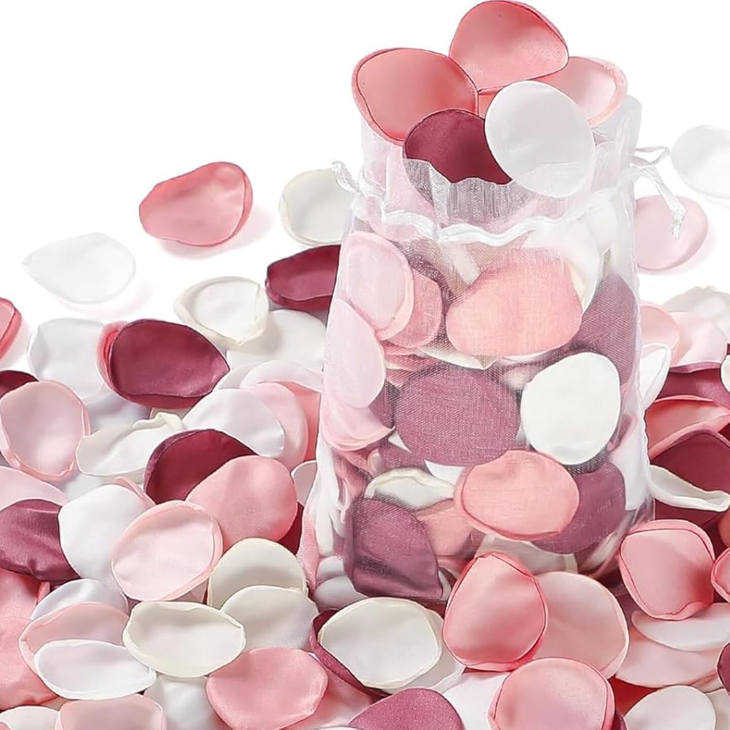 200Pcs Silk Rose Petals Artificial Scatter Flower Large Petals with Gift Box for Bridal Shower Romantic Night Wedding Aisle Reception Table
