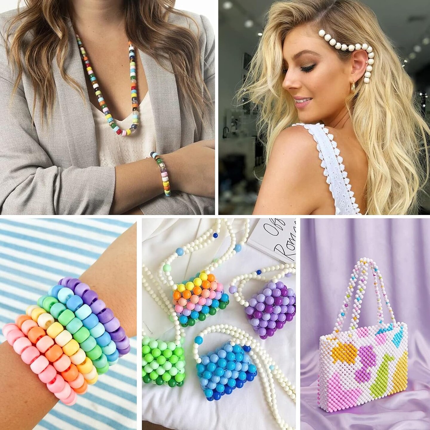 Pony Beads Bulk,Kandi Beads for Necklace Jewelry Making Hair Braiding,Bracelets Making Kits,Hair Bead,Bracelet Plastic Bead for Crafts Braids Girls(48 Color,2200PCS)
