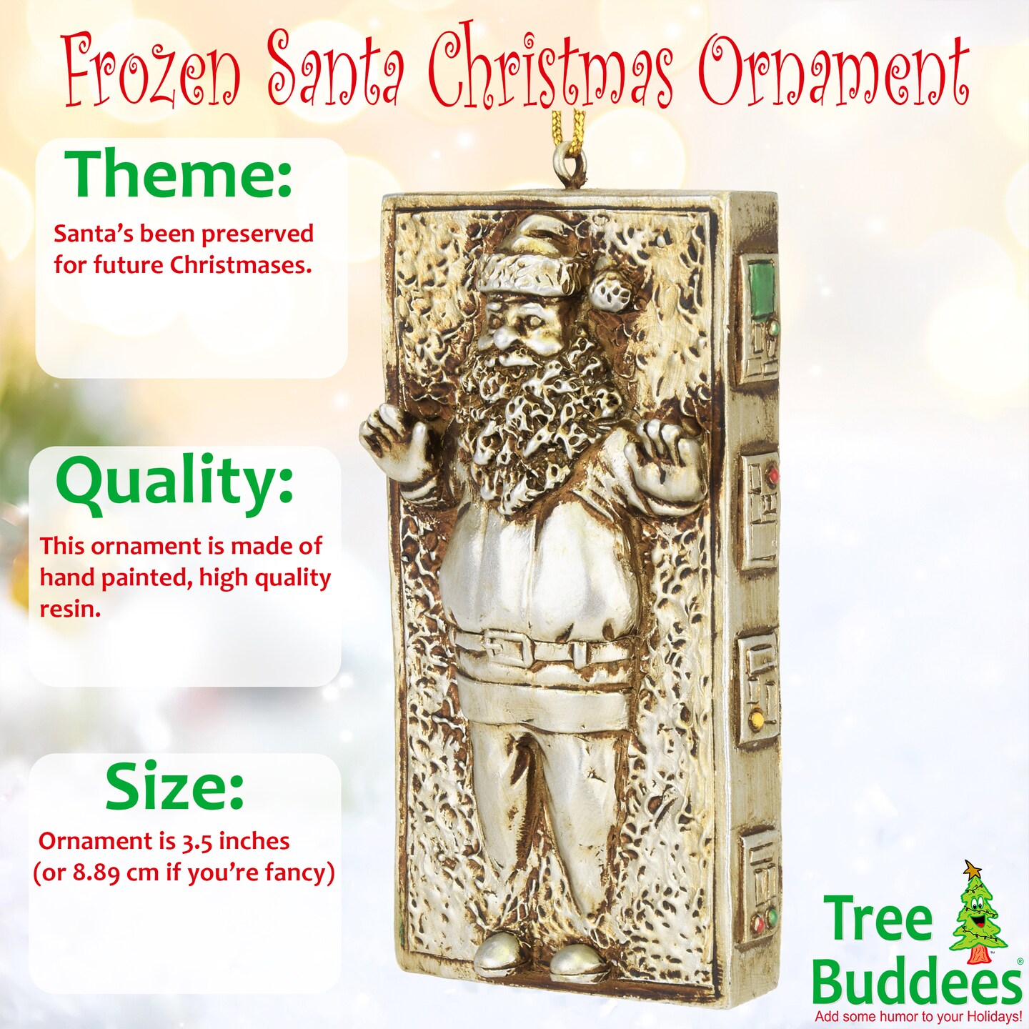 Tree Buddees Santa Frozen in Carbonite Funny Parody Christmas Ornament