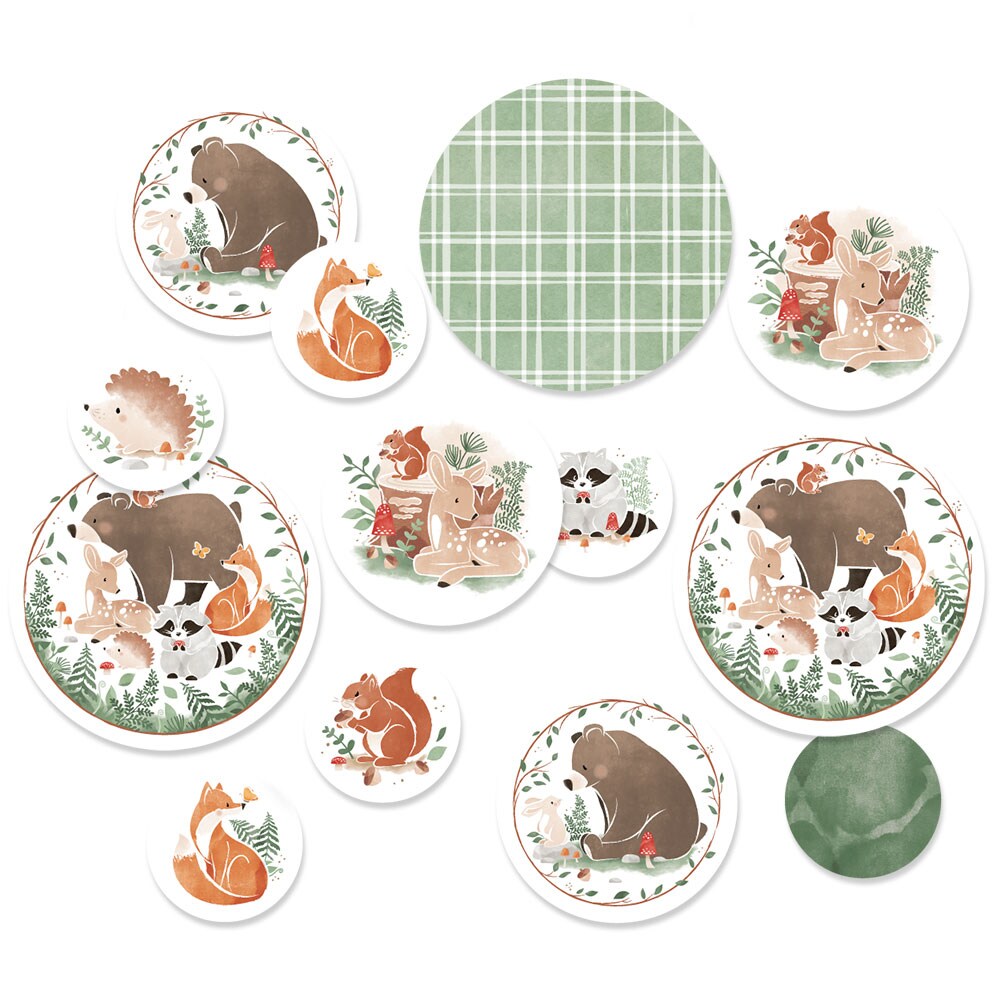 Big Dot of Happiness Woodland Animals Large Confetti, Watercolor Forest Friends Baby Shower or Birthday Decor, Giant Confetti Centerpiece - 27 Count
