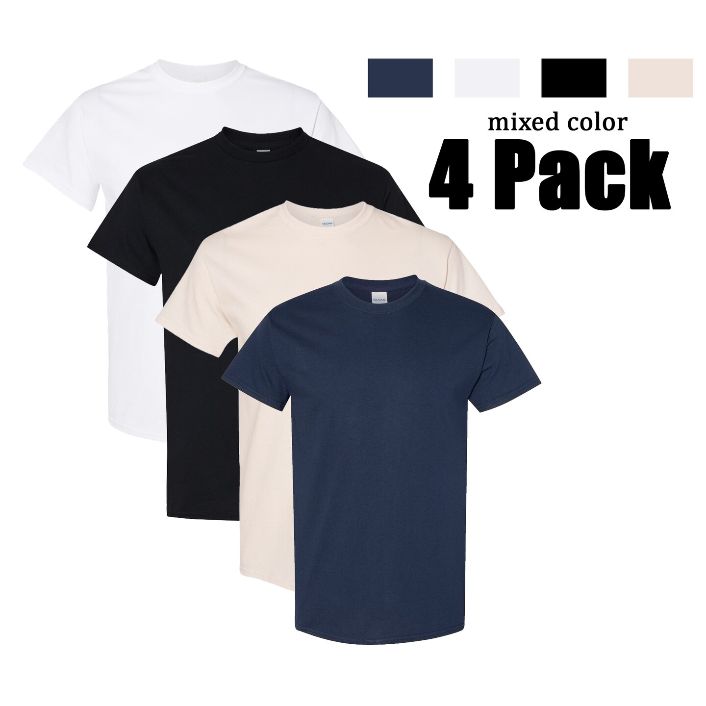 Gildan Heavy Cotton T-Shirt, Assorted HTV, Cricut & Fabric Paint Ready 4 Pack