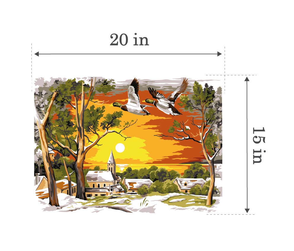 Needlepoint canvas for halfstitch without yarn The Melting Snow SE929.671 Seg De Paris Printed Tapestry Canvas