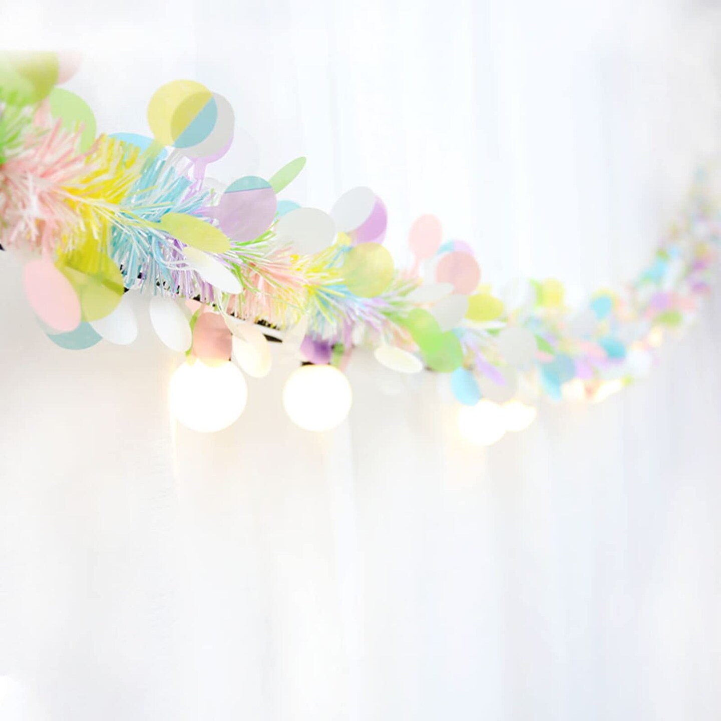 4Pcs Easter Tinsel Garland 26Ft Colorful Tinsel Twist with Confetti Spring Hanging Tinsel Ornament Decoration for Holiday Door Tree Mantel Window Outdoor Party Supplies