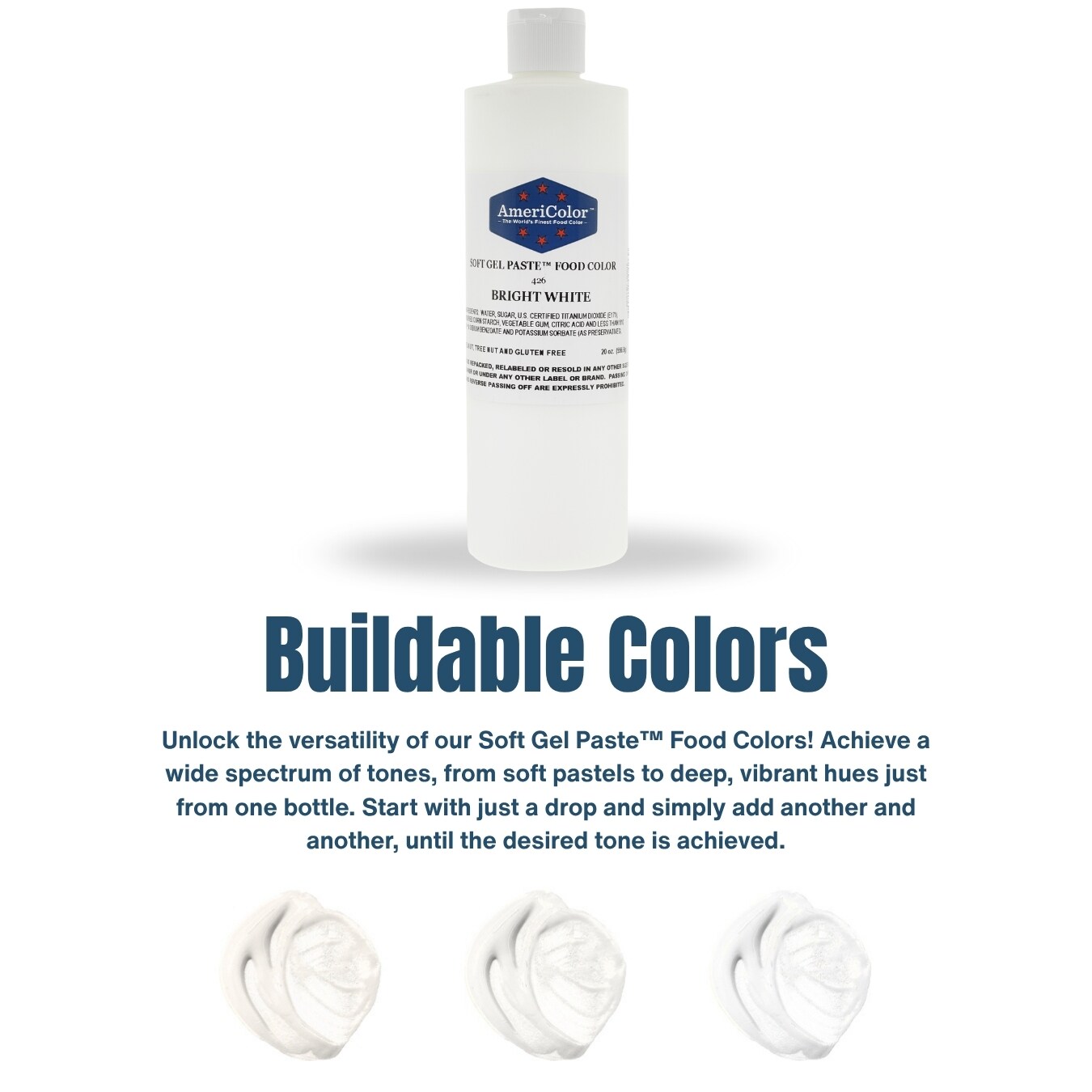 AmeriColor, Bright White, 20 Ounce, Soft Gel Paste Food Color
