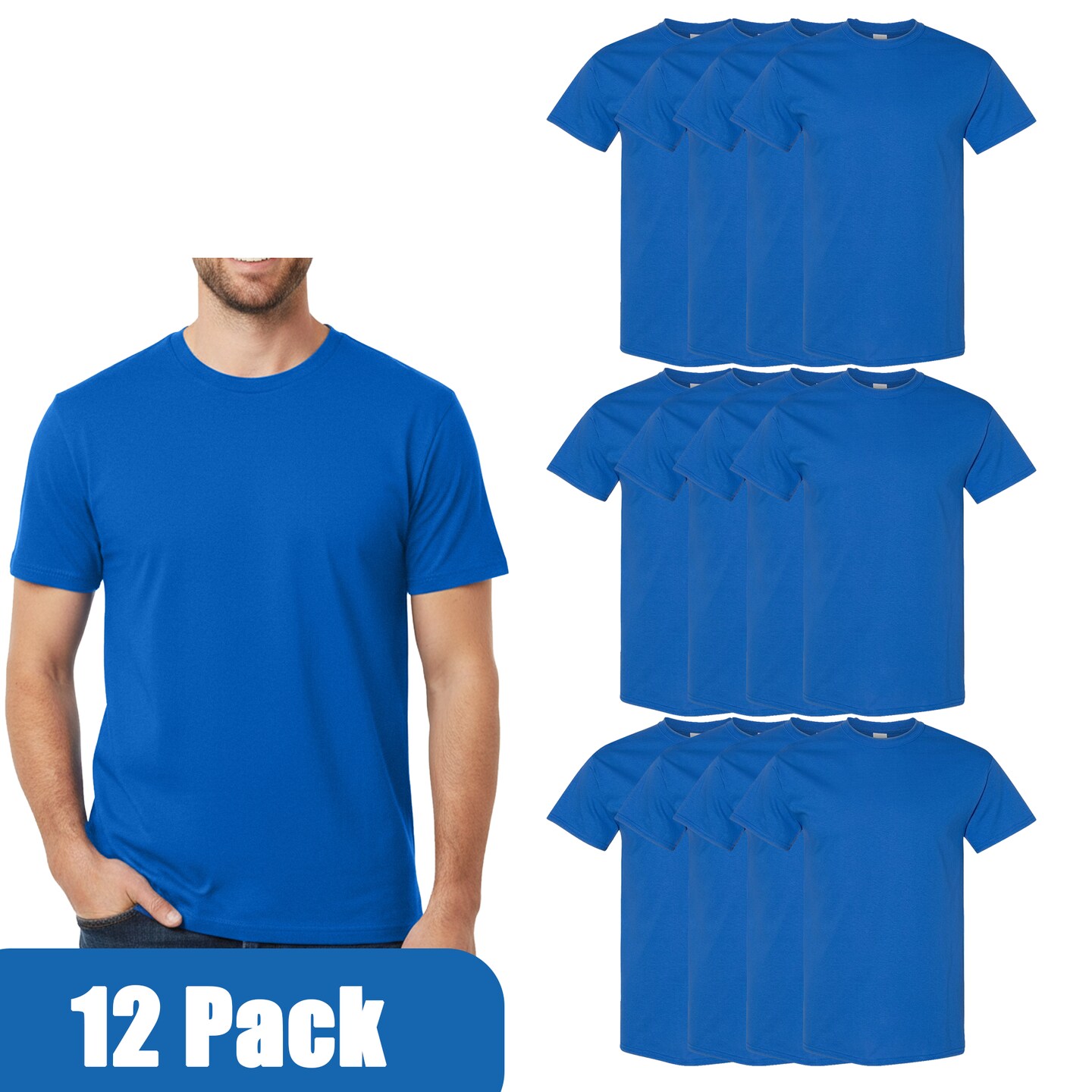 Gildan Unisex Heavy Cotton Tee 5000, 100% U.S. Cotton Shirt for DIY Projects, Pack of 12