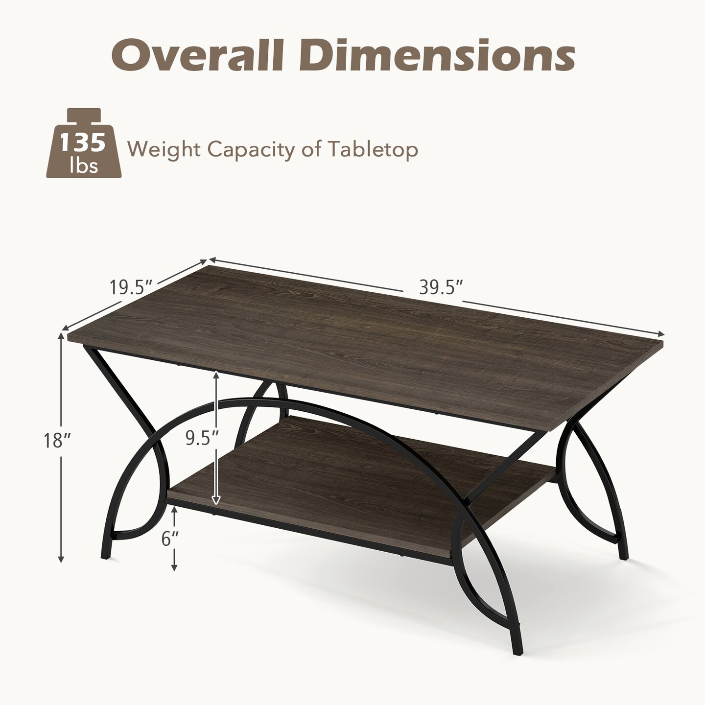 Modern Coffee Table with Faux Marble Top 2 Tier Storage Engineered Wood