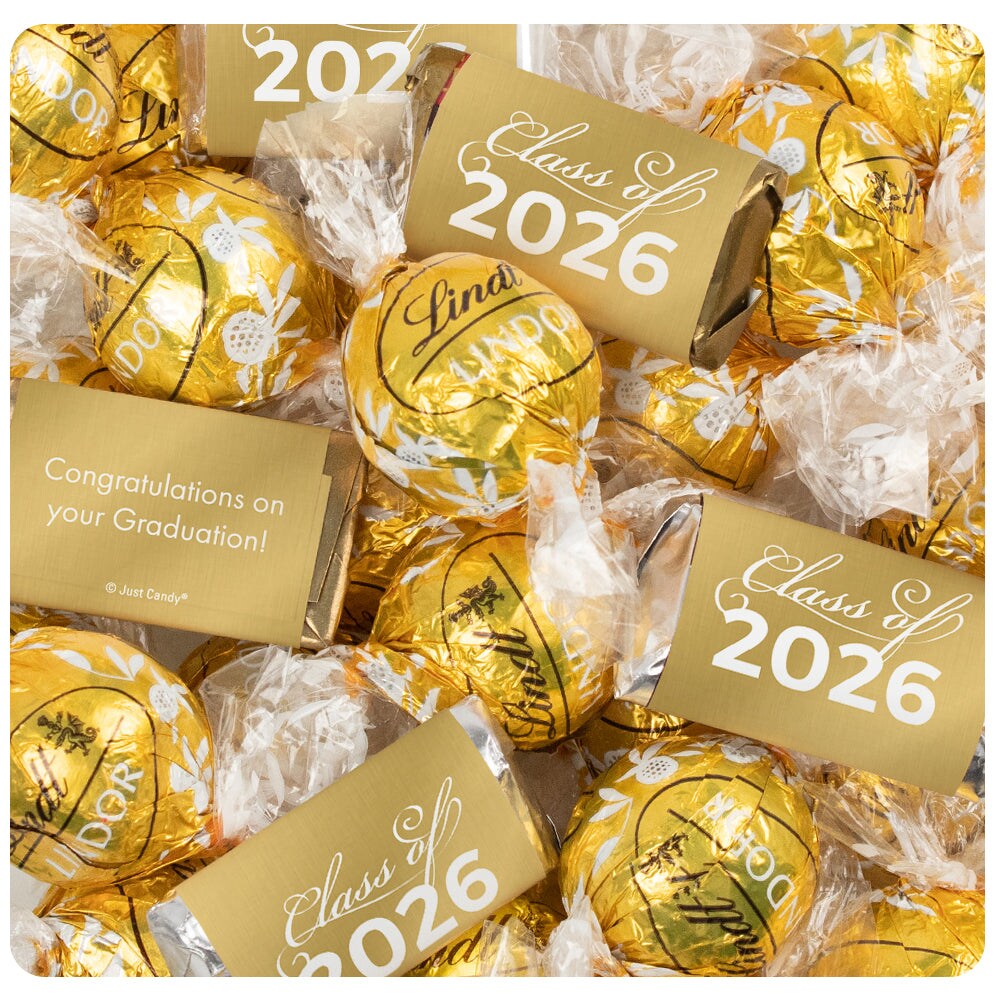 65 Pcs Light Blue Graduation Candy Party Favors Hershey's Miniatures and Truffles by Just Candy