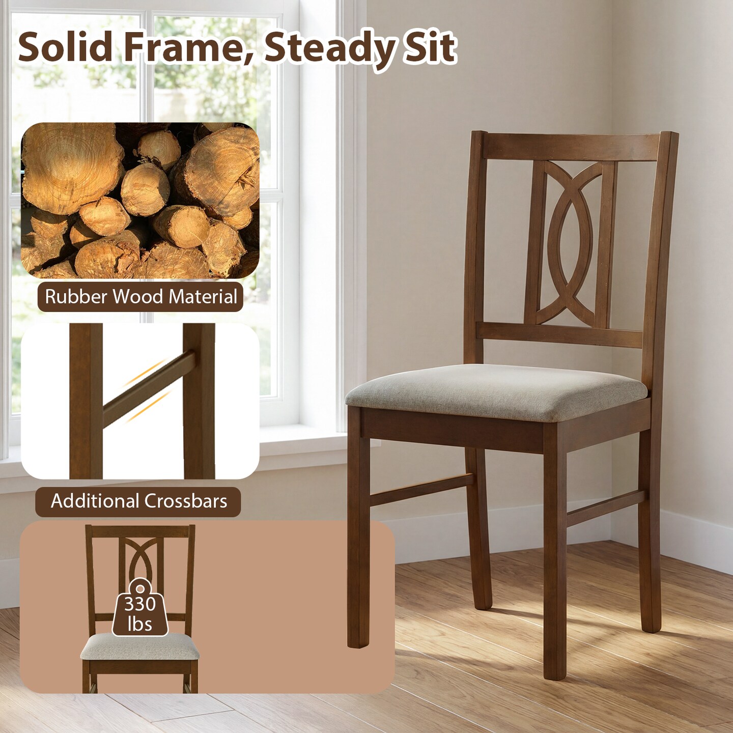 Walnut 4-Pack Upholstered Dining Chairs Contemporary Metal Legs