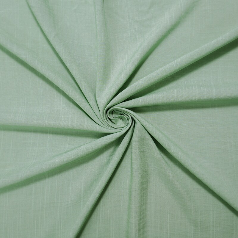 Pastel Green Rayon Solid Cross Hatch Linen-Look Challis Woven Fabric By the Yard