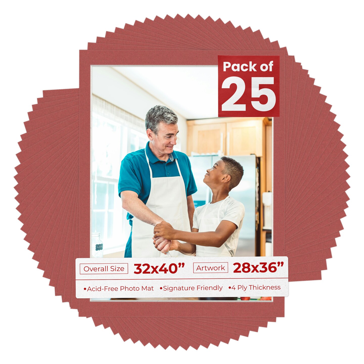 Brick Red Mat Board for 32x40 Frames - Fits 28x36 Photos, Color: Red ...