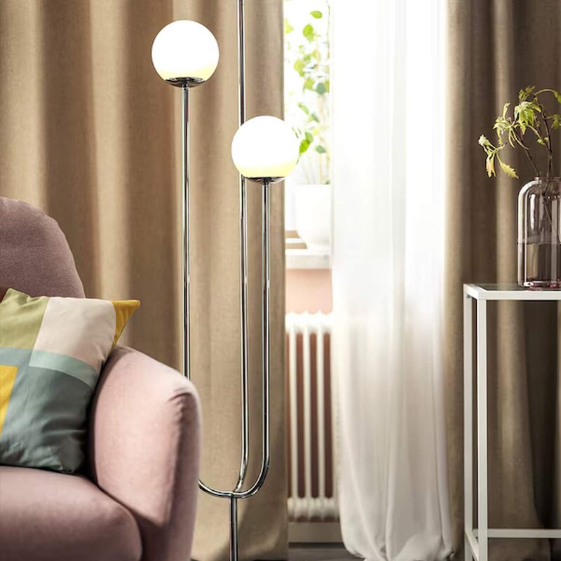 Floor Lamp in Chrome and Opal Glass