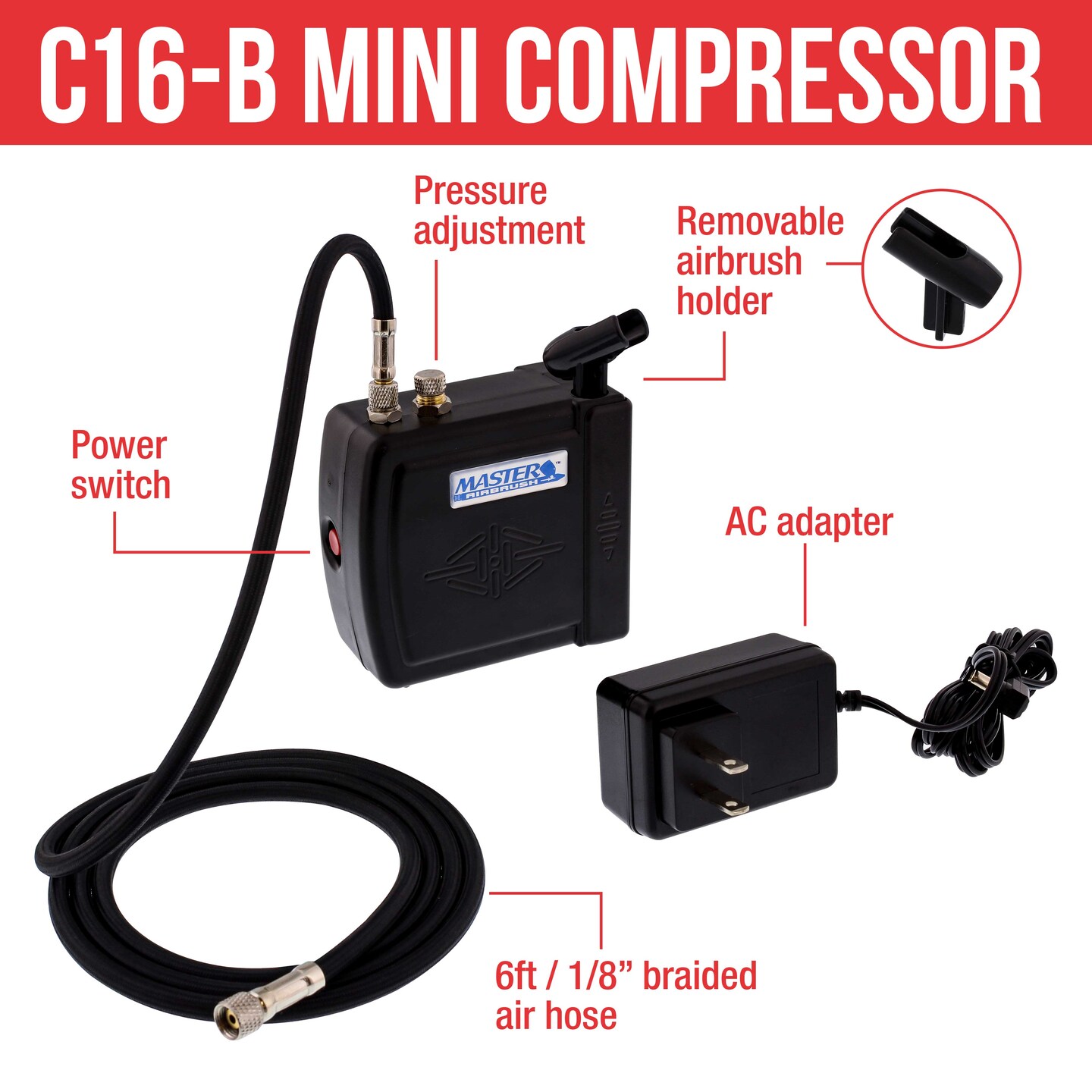Multi-Purpose Airbrush Kit with Mini Compressor, Dual-Action Gravity Feed Airbrush. Air Hose and 8 Color Tattoo Paint Set