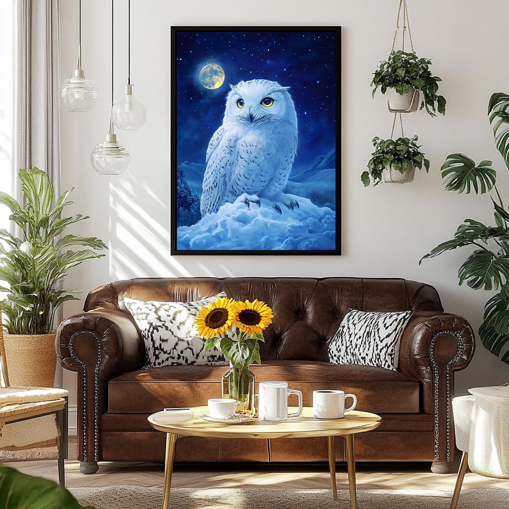 Diamond Painting Kits for Adults Owl on Snowy Mountain DIY 5D Diamond Art Kits for Beginners Full Drill Diamond Dots Crystal Craft Kits