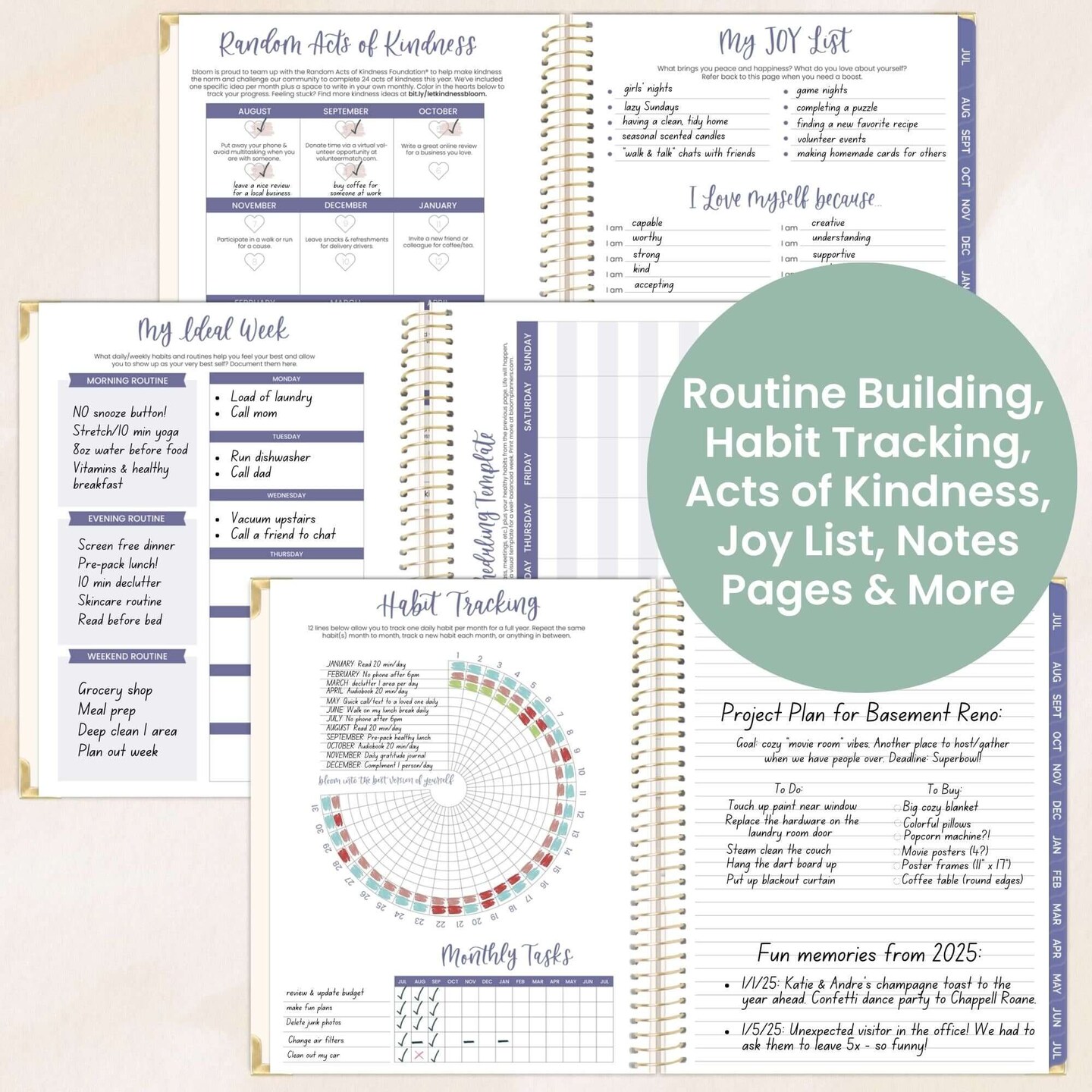 bloom daily planners 2025-26 Academic Planner, Hard Cover, 8.5&#x22; x 11&#x22;, So Many Reasons to Be Happy