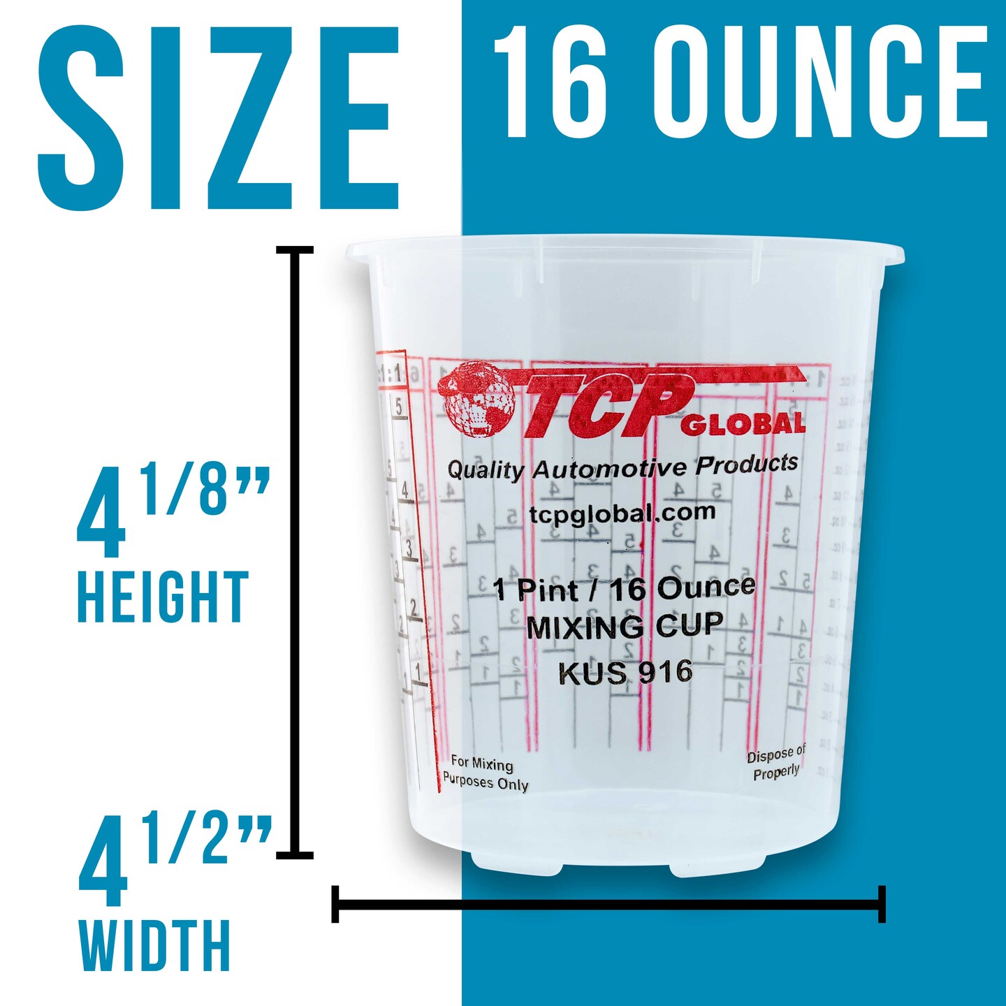 Paint Mixing Cups Plastic Measuring Cup Epoxy Resin, Disposable or Reusable, 16-Ounce (Pint) - Pack of 12 - Graduated, Mixing Ratios, Automotive Painting Acrylic Art Crafts