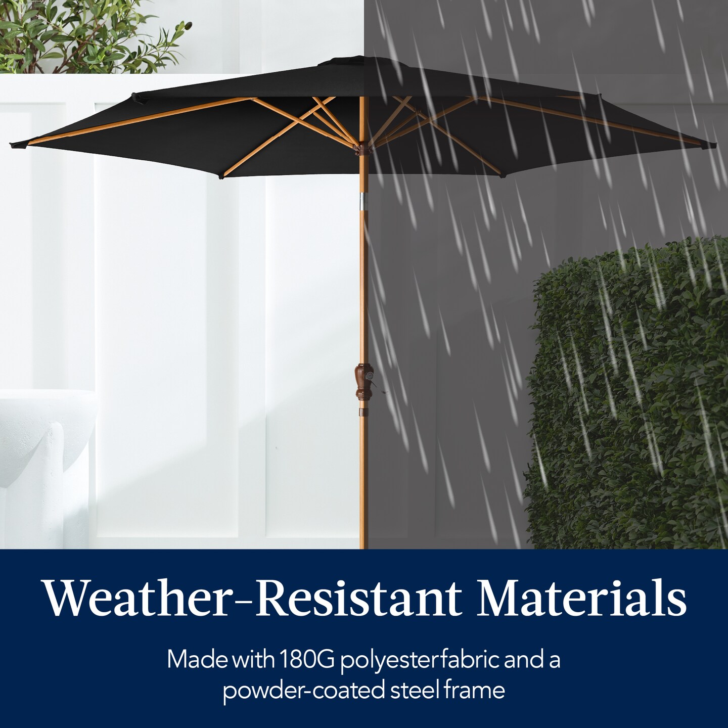 Best Choice Products 10ft Outdoor Woodgrain Pattern Steel Market Patio Umbrella w/ Crank, Tilt