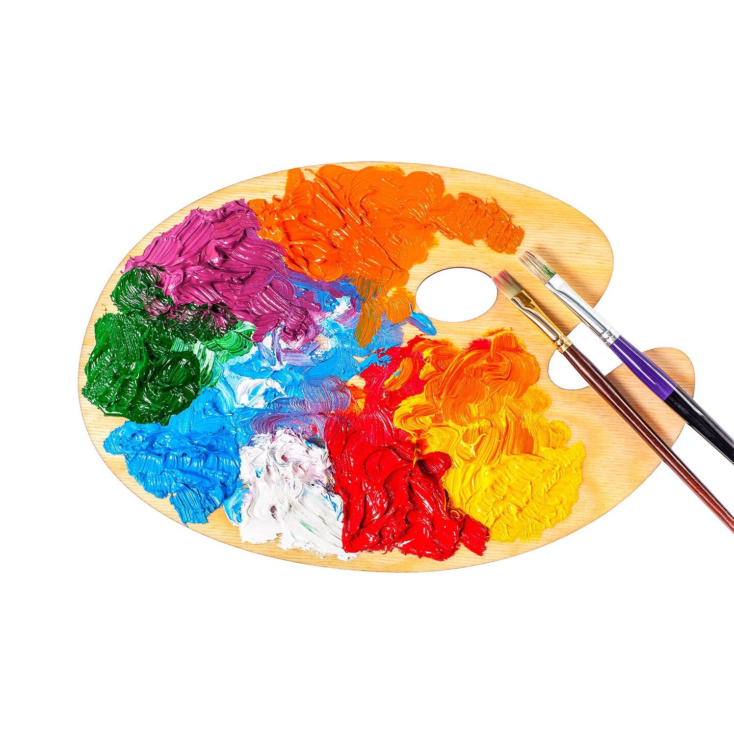 U.S. Art Supply 8&#x22; x 12&#x22; Large Wooden Oval-Shaped Artist Painting Palette with Thumb Hole, Wood Paint Mixing Tray, Acrylic, Oil, Watercolor - Students