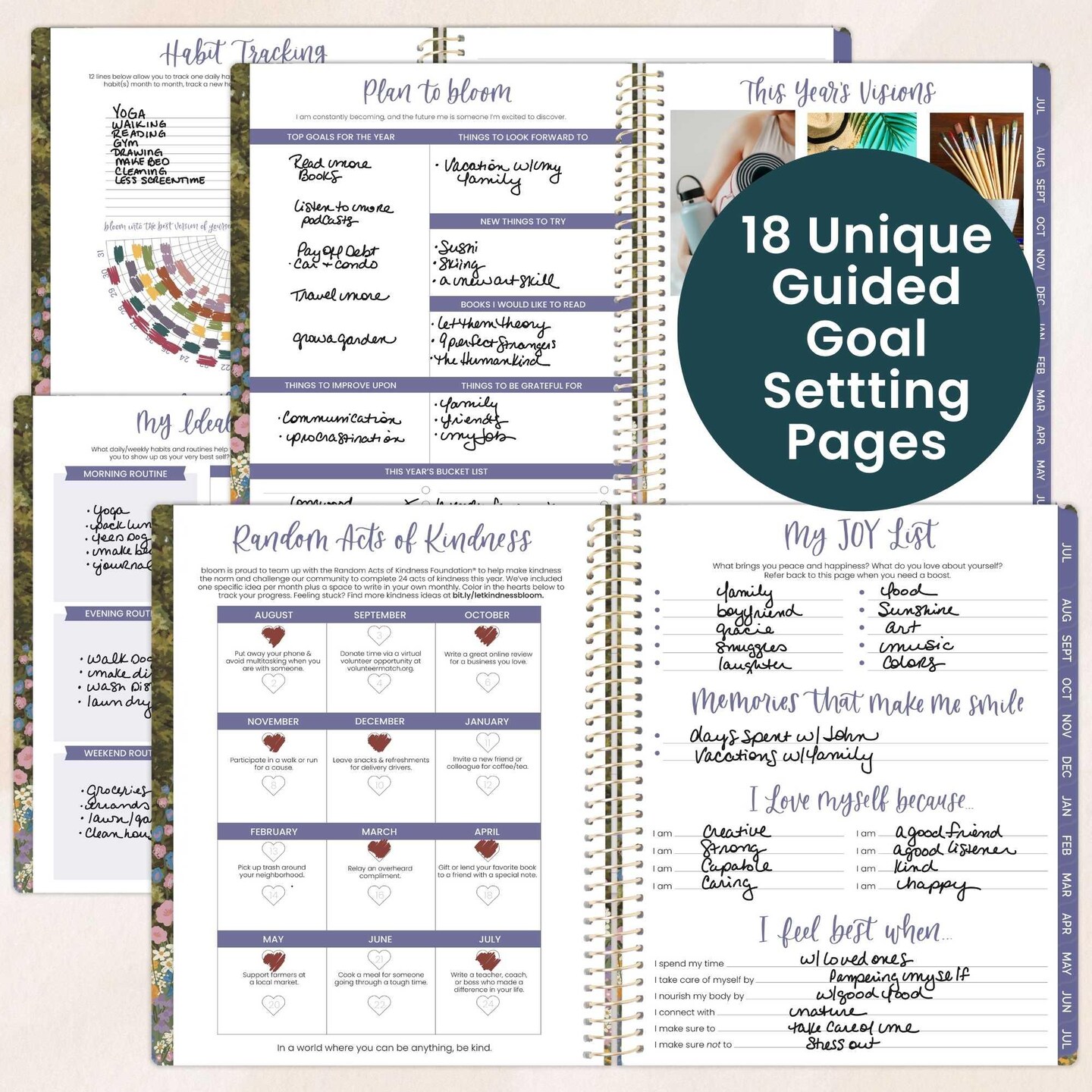 bloom daily planners 2026-2027 Academic Planner, 13 Month Soft Cover Monthly & Weekly, 8.5" x 11", Stickers Included, Wildflower Mountainside