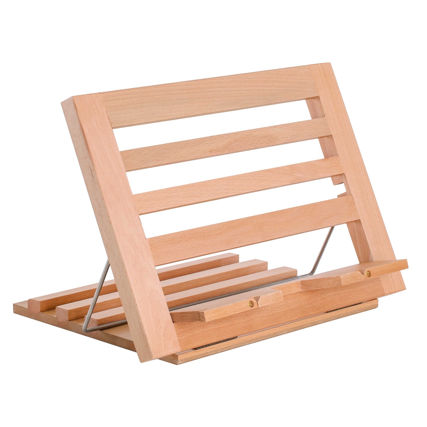 Large Wooden Table Easel - Adjustable Incline, 2 Page Holders - Functions as Wooden Cookbook Stand, Kitchen Countertop Recipe Rack, Tablet Rest & Cook Book Holder for Kitchen Counter