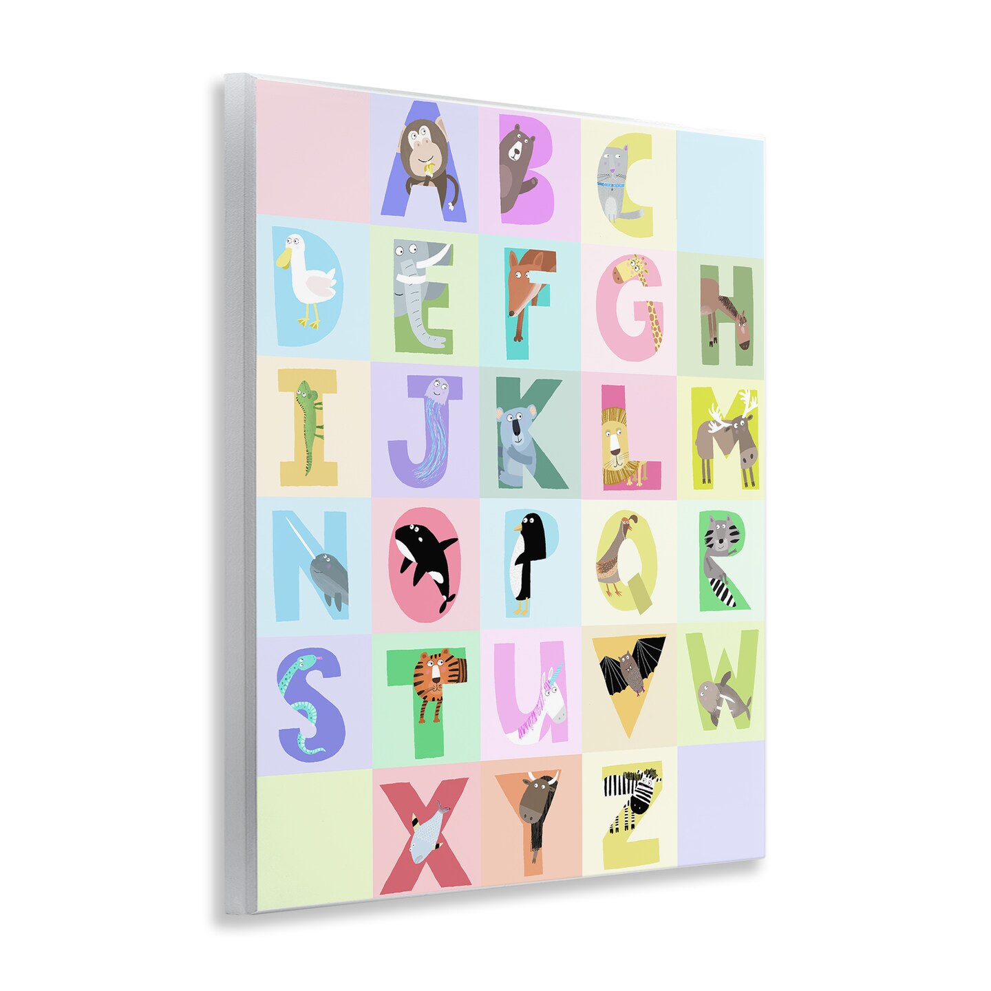 Stupell Industries Animal Alphabet in Pastels Wall Plaque, design by Carla Daly