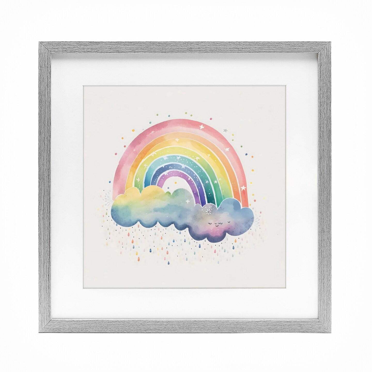 Stupell Industries Bright Boho Rainbow & Stars Framed Print Under Glass, design by Creative Studio