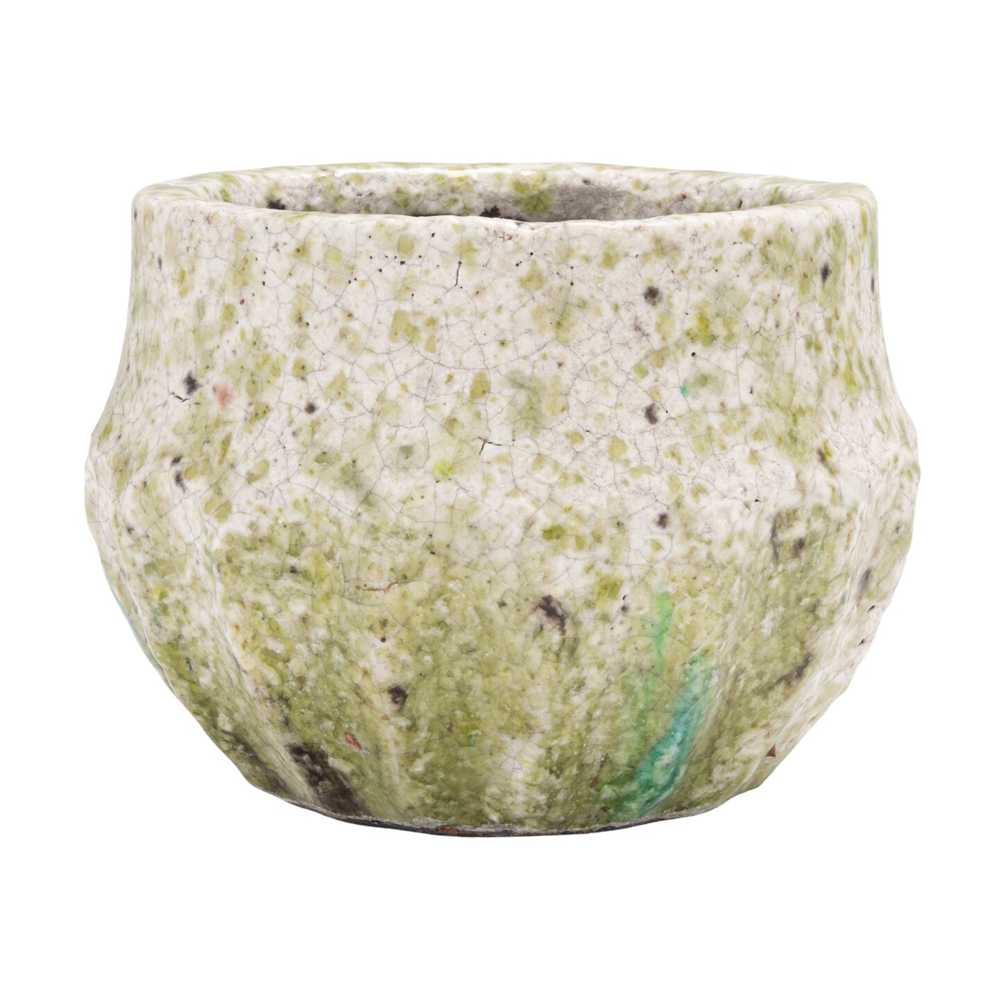 Hello Honey Terra-cotta Planter with Crackle Glaze and Terrazzo Finish