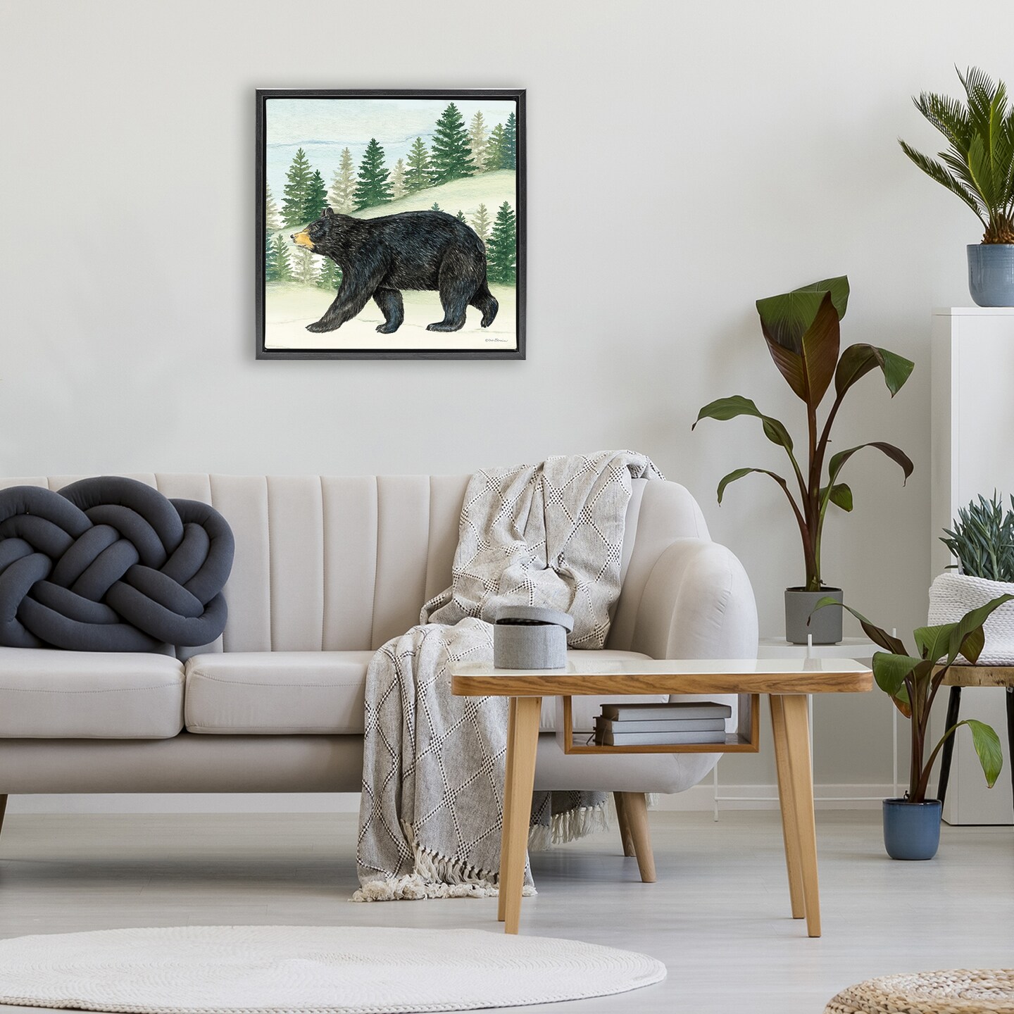 Stupell Industries Black Bear In Woods Floating Frame, design by Deb Strain