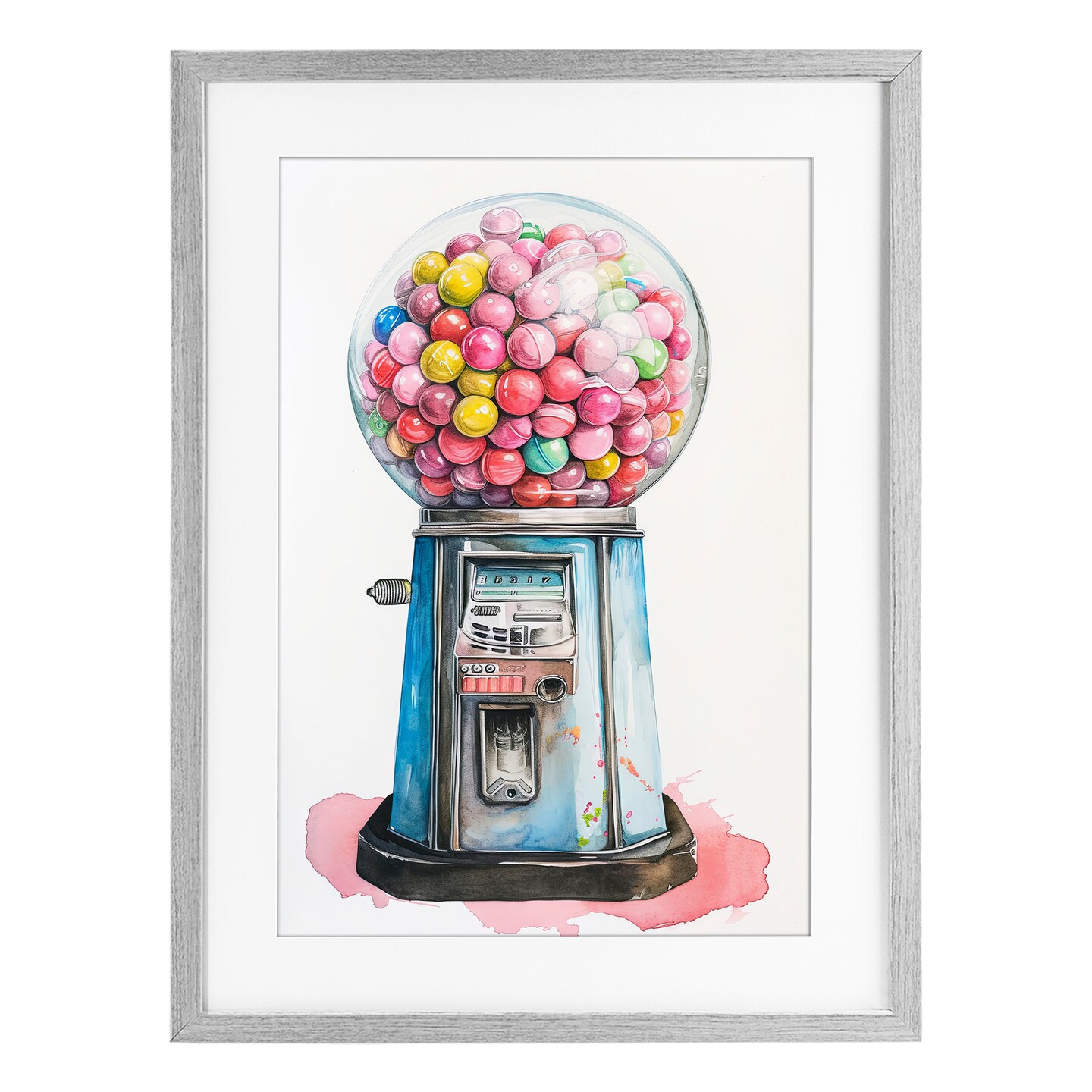 Stupell Industries Retro Gumball Machine Framed Print Under Glass, design by Ray Powers