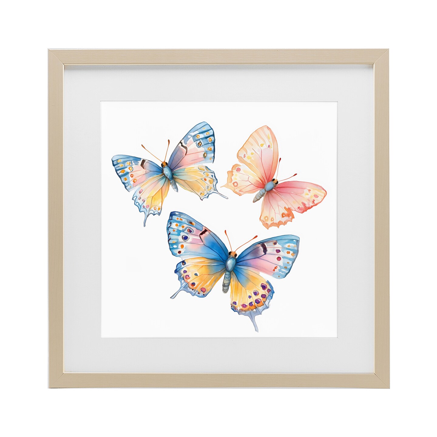 Stupell Industries Whimsical Butterfly Trio Framed Print Under Glass, design by Creative Studio