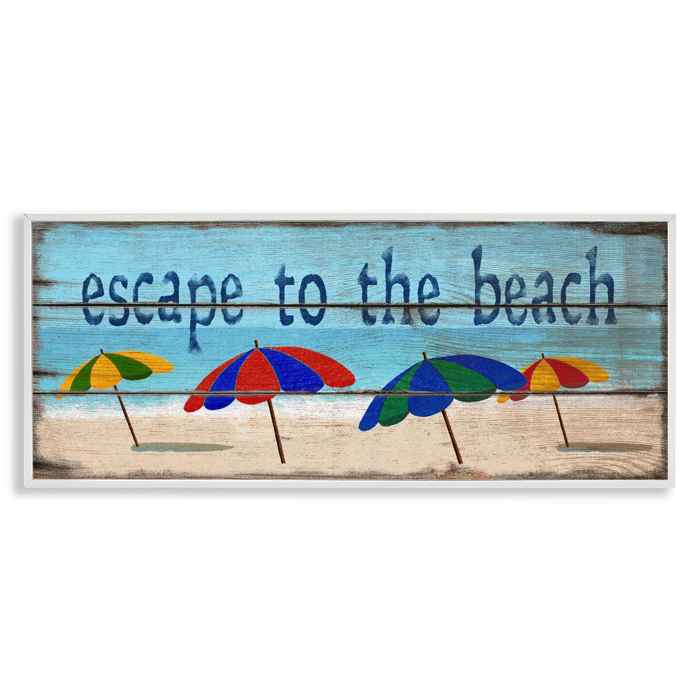 Stupell Industries Beach Escape Umbrellas Framed Giclee, design by Gail Fraser