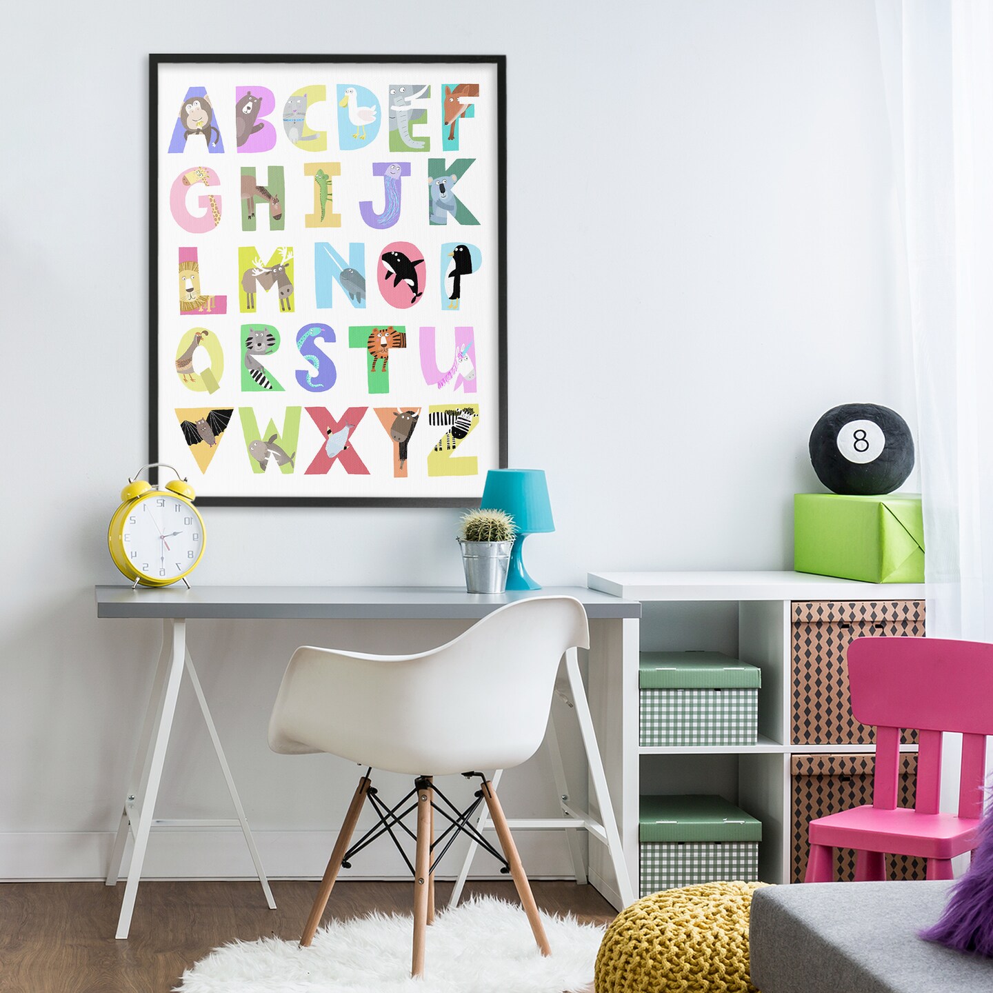 Stupell Industries Alphabet Shapes with Animals Framed Giclee