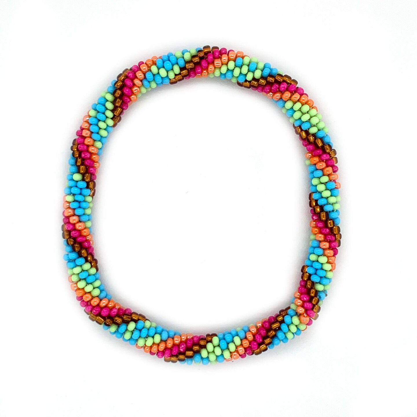 Mixed Light Blue and Aqua Seed Bead Bracelet