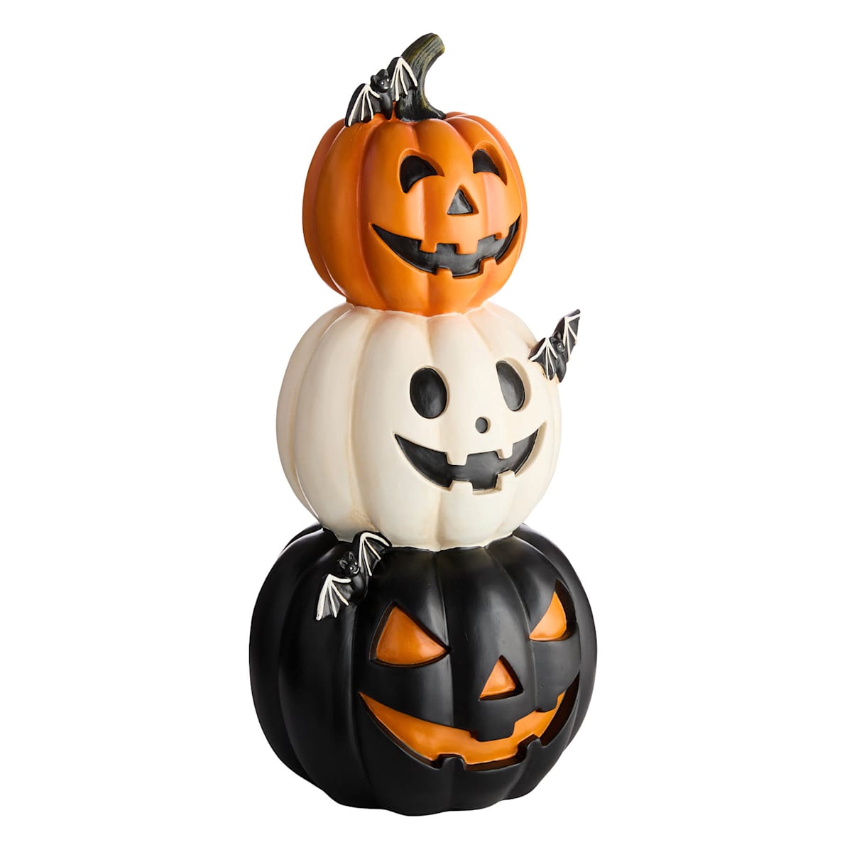 Michaels, 15.6" Orange, Cream & Black Stacked Jack-O'-Lanterns – Category: Decor Pumpkins
