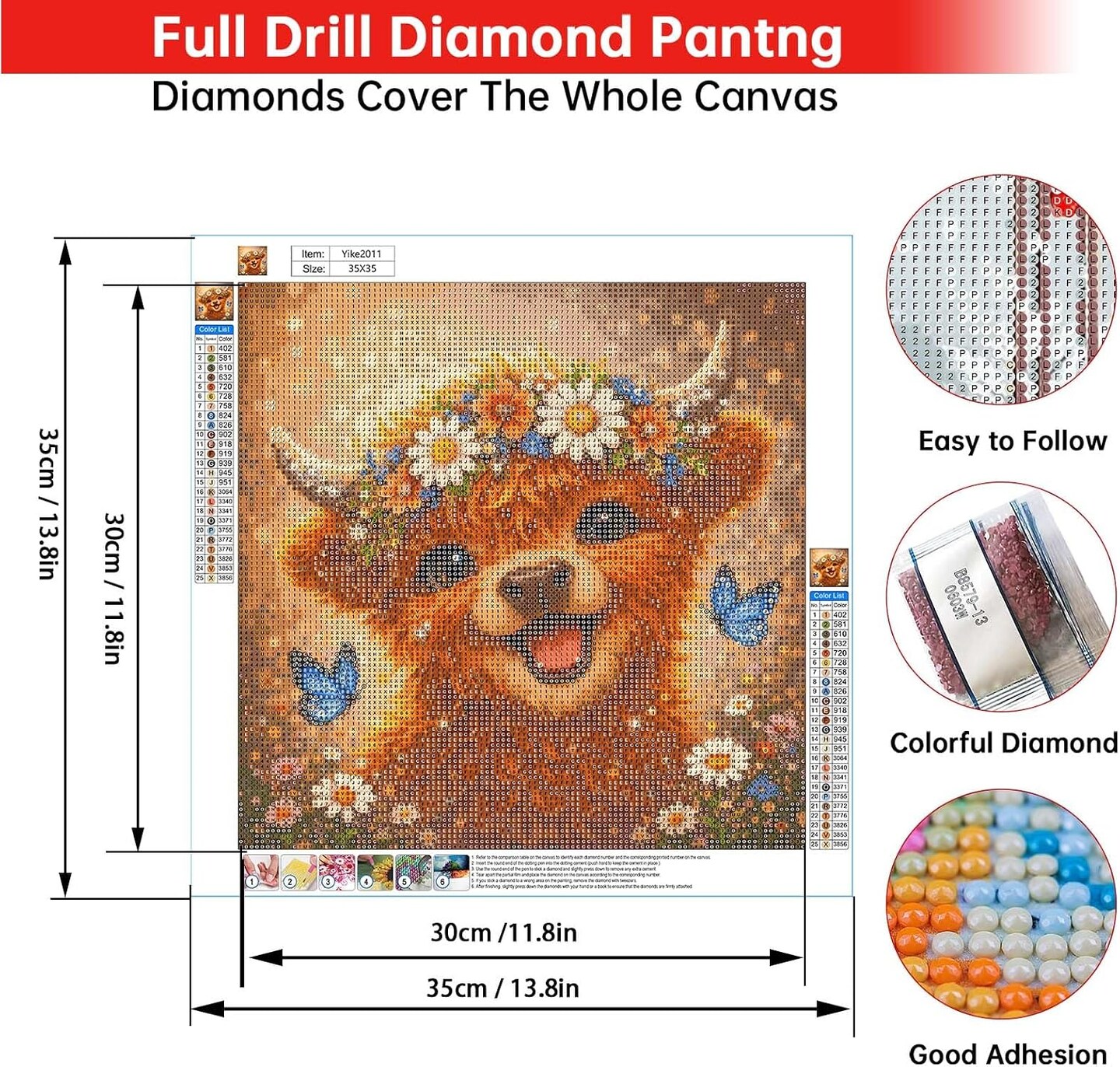 5D-Diamantmalerei-Set „Gorilla-Tiere“ – 45x45 Cm Leinwand Mit Vollbohrer-Harzdiamanten – DIY-Malen Nach Zahlen Für Erwachsene & Kinder – Inklusive Stift, Kleber Und Tablett – Perfektes Geburtstagsgeschenk