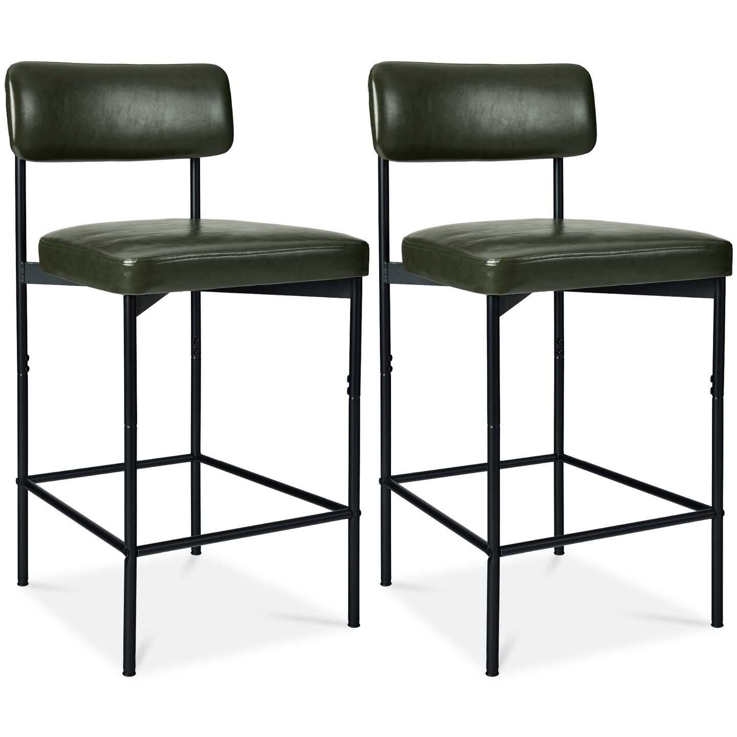 Best Choice Products Set of 2 Faux Leather Counter Stools for Kitchen Island and Dining w/ Metal Frame