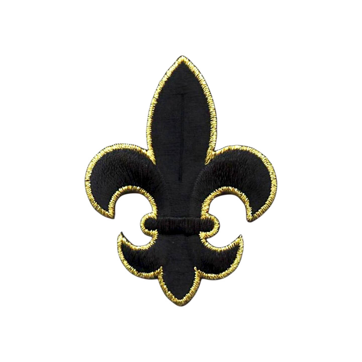 2.62 inch Black and Gold Fleur De Lis, Embroidered, Iron on Patch