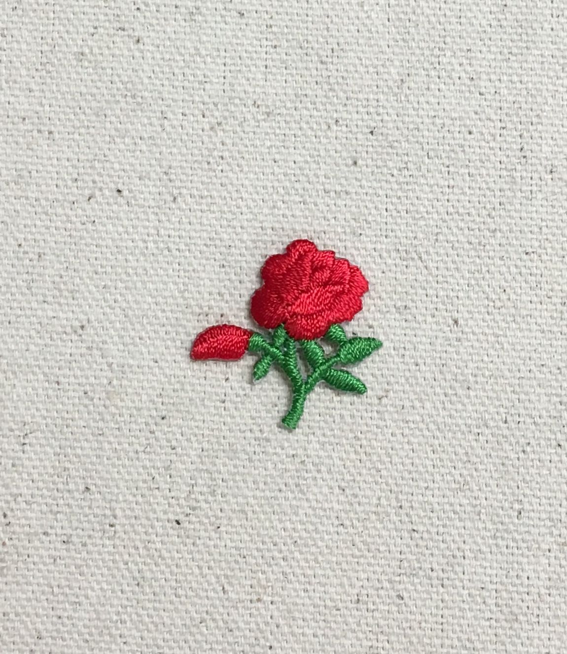 Set of 3, Mini Red Rose with Bud, Flowers, Embroidered, Iron on Patch
